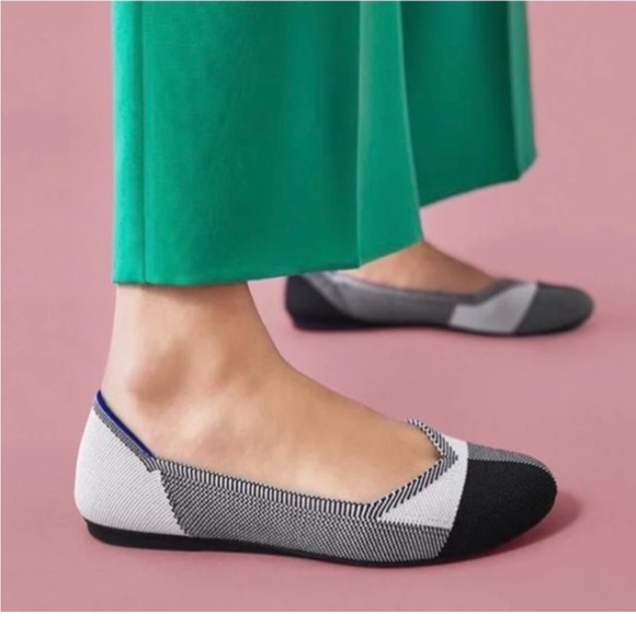 Rothy's Shoes - Rothy's Captoe Black White Buffalo Plaid Slip On Flats Shoes Retired Size 10.5